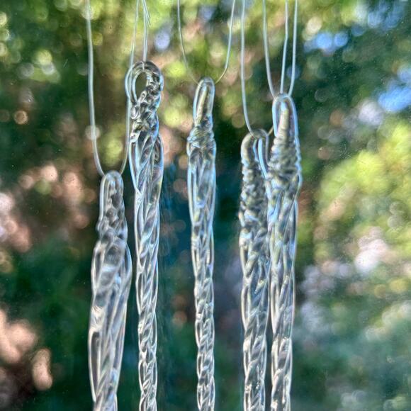 Silvestri Vintage Glass Icicle Ornaments – Set of 5 Twisted Clear Icicles - Picture 1 of 15
